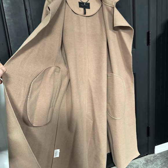 BCBG MAX AZRIA TAUPE MARLA WOOL BLEND WRAP TRENCH COAT - Picture 3 of 7